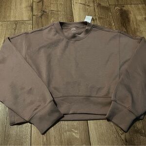 Abercrombie & Fitch Neoknit Taupe crew Cropped Sweatshirt large
